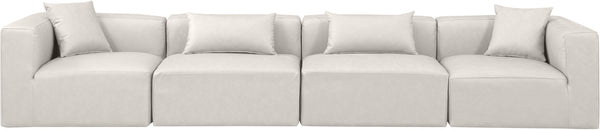 Cube Cream Vegan Leather Modular Sofa 668Cream-S144B Meridian Furniture