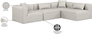 Cube Cream Vegan Leather Modular Sectional 668Cream-Sec4B Meridian Furniture