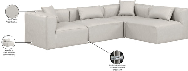 Cube Cream Vegan Leather Modular Sectional 668Cream-Sec4B Meridian Furniture