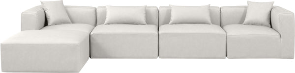 Cube Cream Vegan Leather Modular Sectional 668Cream-Sec5A Meridian Furniture