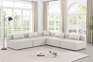 Cube Cream Vegan Leather Modular Sectional 668Cream-Sec5B Meridian Furniture
