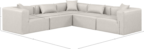 Cube Cream Vegan Leather Modular Sectional 668Cream-Sec5C Meridian Furniture
