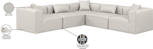 Cube Cream Vegan Leather Modular Sectional 668Cream-Sec5C Meridian Furniture