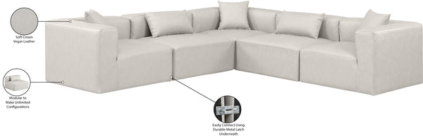 Cube Cream Vegan Leather Modular Sectional 668Cream-Sec5C Meridian Furniture
