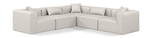 Cube Cream Vegan Leather Modular Sectional 668Cream-Sec5C Meridian Furniture