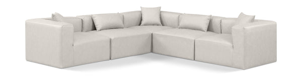 Cube Cream Vegan Leather Modular Sectional 668Cream-Sec5C Meridian Furniture