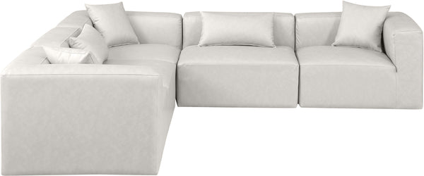 Cube Cream Vegan Leather Modular Sectional 668Cream-Sec5C Meridian Furniture