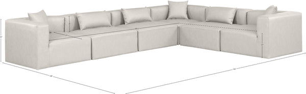 Cube Cream Vegan Leather Modular Sectional 668Cream-Sec6A Meridian Furniture