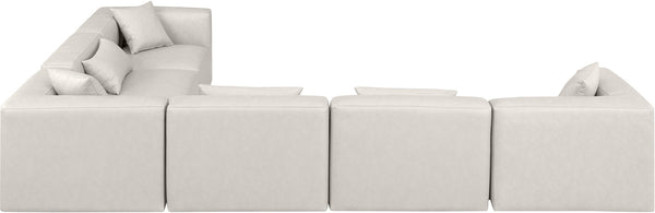 Cube Cream Vegan Leather Modular Sectional 668Cream-Sec6A Meridian Furniture