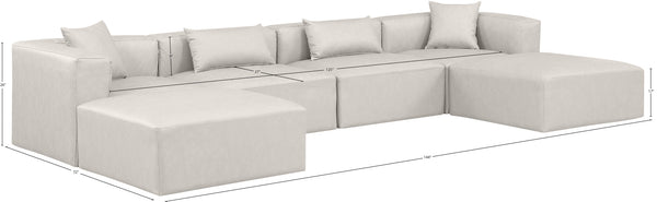 Cube Cream Vegan Leather Modular Sectional 668Cream-Sec6B Meridian Furniture