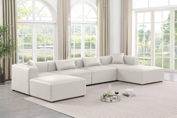 Cube Cream Vegan Leather Modular Sectional 668Cream-Sec6B Meridian Furniture