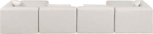 Cube Cream Vegan Leather Modular Sectional 668Cream-Sec6B Meridian Furniture