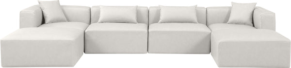Cube Cream Vegan Leather Modular Sectional 668Cream-Sec6B Meridian Furniture