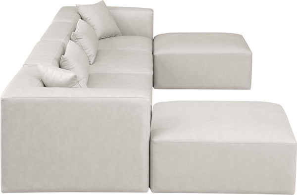 Cube Cream Vegan Leather Modular Sectional 668Cream-Sec6B Meridian Furniture
