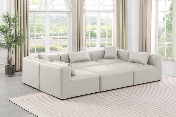 Cube Cream Vegan Leather Modular Sectional 668Cream-Sec6C Meridian Furniture