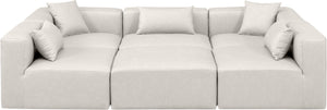 Cube Cream Vegan Leather Modular Sectional 668Cream-Sec6C Meridian Furniture