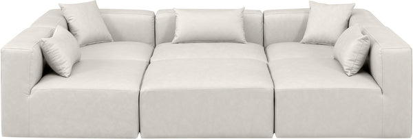 Cube Cream Vegan Leather Modular Sectional 668Cream-Sec6C Meridian Furniture