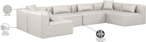 Cube Cream Vegan Leather Modular Sectional 668Cream-Sec6D Meridian Furniture