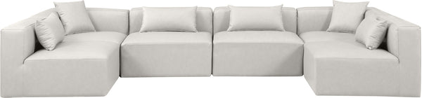 Cube Cream Vegan Leather Modular Sectional 668Cream-Sec6D Meridian Furniture