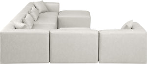 Cube Cream Vegan Leather Modular Sectional 668Cream-Sec7A Meridian Furniture