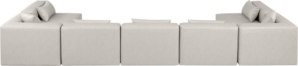 Cube Cream Vegan Leather Modular Sectional 668Cream-Sec7B Meridian Furniture