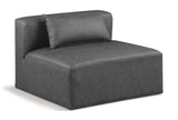 Cube Charcoal Grey Vegan Leather Armless Chair 668Grey-Armless Meridian Furniture