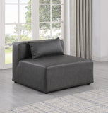 Cube Charcoal Grey Vegan Leather Armless Chair 668Grey-Armless Meridian Furniture