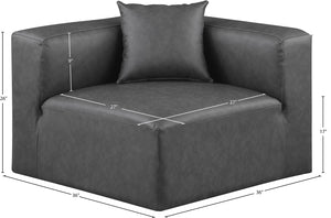 Cube Charcoal Grey Vegan Leather Corner Chair 668Grey-Corner Meridian Furniture