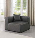 Cube Charcoal Grey Vegan Leather Corner Chair 668Grey-Corner Meridian Furniture