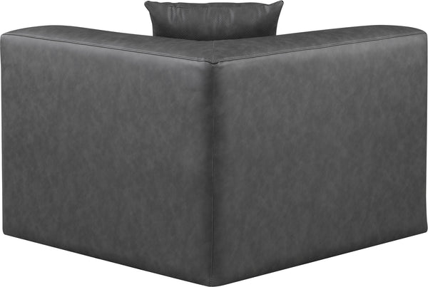 Cube Charcoal Grey Vegan Leather Corner Chair 668Grey-Corner Meridian Furniture
