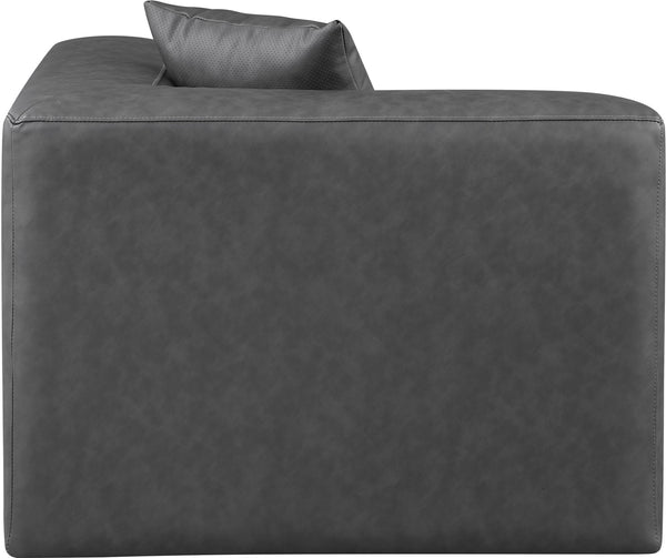 Cube Charcoal Grey Vegan Leather Corner Chair 668Grey-Corner Meridian Furniture