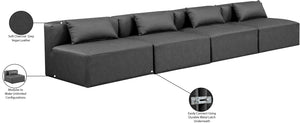 Cube Charcoal Grey Vegan Leather Modular Sofa 668Grey-S144A Meridian Furniture