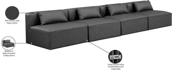 Cube Charcoal Grey Vegan Leather Modular Sofa 668Grey-S144A Meridian Furniture