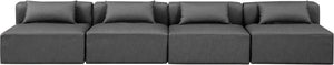 Cube Charcoal Grey Vegan Leather Modular Sofa 668Grey-S144A Meridian Furniture