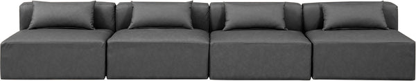 Cube Charcoal Grey Vegan Leather Modular Sofa 668Grey-S144A Meridian Furniture