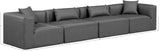 Cube Charcoal Grey Vegan Leather Modular Sofa 668Grey-S144B Meridian Furniture