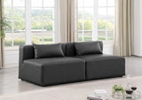 Cube Charcoal Grey Vegan Leather Modular Sofa 668Grey-S72A Meridian Furniture