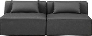 Cube Charcoal Grey Vegan Leather Modular Sofa 668Grey-S72A Meridian Furniture