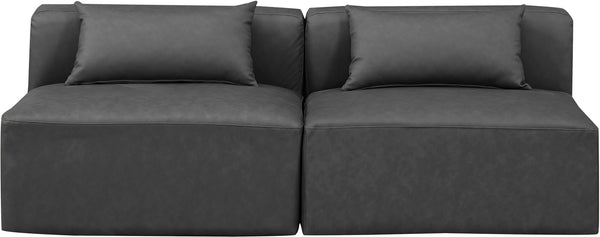 Cube Charcoal Grey Vegan Leather Modular Sofa 668Grey-S72A Meridian Furniture