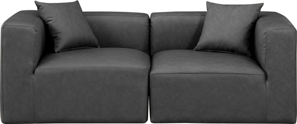 Cube Charcoal Grey Vegan Leather Modular Sofa 668Grey-S72B Meridian Furniture