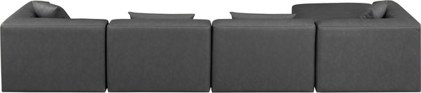 Cube Charcoal Grey Vegan Leather Modular Sectional 668Grey-Sec5A Meridian Furniture