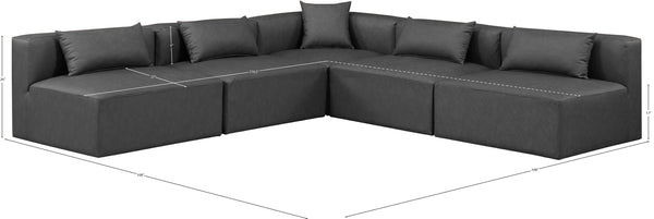 Cube Charcoal Grey Vegan Leather Modular Sectional 668Grey-Sec5B Meridian Furniture