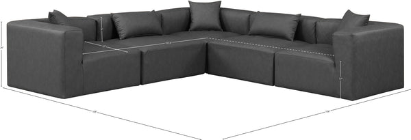 Cube Charcoal Grey Vegan Leather Modular Sectional 668Grey-Sec5C Meridian Furniture