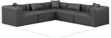 Cube Charcoal Grey Vegan Leather Modular Sectional 668Grey-Sec5C Meridian Furniture