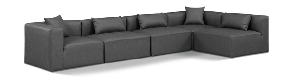 Cube Charcoal Grey Vegan Leather Modular Sectional 668Grey-Sec5D Meridian Furniture