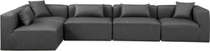 Cube Charcoal Grey Vegan Leather Modular Sectional 668Grey-Sec5D Meridian Furniture