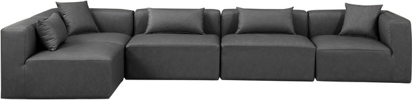 Cube Charcoal Grey Vegan Leather Modular Sectional 668Grey-Sec5D Meridian Furniture