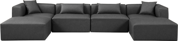 Cube Charcoal Grey Vegan Leather Modular Sectional 668Grey-Sec6B Meridian Furniture