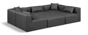 Cube Charcoal Grey Vegan Leather Modular Sectional 668Grey-Sec6C Meridian Furniture