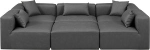 Cube Charcoal Grey Vegan Leather Modular Sectional 668Grey-Sec6C Meridian Furniture